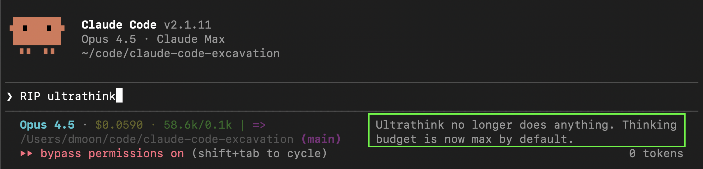 RIP ultrathink - Claude Code showing deprecation message